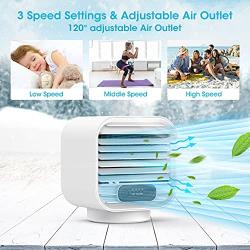 YONHAN Personal Air Conditioner, Mini AC Portable Air Conditioner Rechargeable 2000mAh Evaporative Cooling fan with 3 Speeds 100% Leakproof Design for Home Office, Car, Camping Tent, etc.