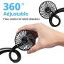 Neck Fan Wearable Personal Fans - 3 Speed Small Portable Fan with 7 LED Lights, Mini USB Neck Fans Portable Rechargeable, 360° Cooling Battery Operated Neck Fan for Sport Outdoor Table Office Black