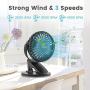 Clip on Fan, OCDAY Mini Portable Fan, Small Desk Fan Stroller Fan with 3 Speeds 360°Rotation, USB/ Battery Operated Fan, Rechargeable Bed Fan, Quiet Personal Fan for Gym Office Kitchen Car Camping