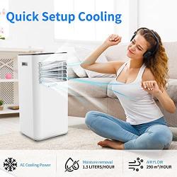 LUKO 3-in-1 Portable Air Conditioner,Dehumidifier,Fan, 8,000 BTU,AC air conditioner for Rooms up to 200 sq ft, for Bedroom, Office, Living Room,Garage,White