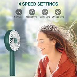 Handheld Fan Rechargeable MOHOO Mini Fan Portable 4 Speed Small Personal Fan 15¡ã Rotatable with Holder, Lanyard and Removable Guard for Desk Home Office Outdoor Beach Travelling