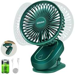 Clip on Fan Gitsiee Rotatable Personal Fan with 3 Speeds Battery Operated Auto Oscillation Mini Fan Portable Clip Fan Stroller Fan for Outdoor Camper Indoor Treadmill Personal Office Desk