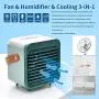 Climatiseur Portable Rechargeable, Ventilateur Évaporatif Mini Climatiseur avec Humidificateur et Jet d'Eau 3 en 1, Poignée en Cuir, 3 Vitesse Ajustables, Idéal pour Bureau, Maison, Camping et Activités de Plein Air.