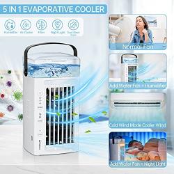 Portable Air Conditioner, Personal Mini Evaporative Conditioner Air Cooler with 3 Speeds, LED Lights, Desktop Quiet Cooling Fan Air Humidifier Misting Cooler for Room Home Office