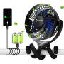 Portable Fan For Baby Stroller - Used as power bank ,50H 12000mAh Mini Cooling Small Bed Fan ,USB Rechargeable,Battery Operated Fan With Flexible Tripod, Fans Clip On Stroller/Car Seat/Bike(Black)