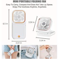 Mini USB Rechargeable Portable Necklace Fan with Function 3 Speeds Wind Adjustable, Desk Fan with Cell Phone Stand for Women Girls Office Outdoor Travel