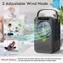 Personal Air Cooler, Evaporative Air Cooler, Portable Air Conditioner with LCD Display. 600ML Desktop Air Conditioning Fan with 3 Speeds. Small Space Humidifier Misting Fan for Room Home Office Dorm