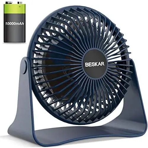 BESKAR 10000mAh Rechargeable Battery Operated Small Table Fan, 6-Inch Personal Quiet Fan with 36Hrs Long Working Time, 3 Speeds & Strong Airflow, Mini USB Desk Fan for Office Bedroom Home BESKAR 10000mAh Rechargeable Battery Operated Small Table Fan, 6-Inch Personal Quiet Fan with 36Hrs Long Working Time, 3 Speeds & Strong Airflow, Mini USB Desk Fan for Office Bedroom Home