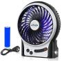 efluky 3 Speeds Mini Desk Fan, Rechargeable Battery Operated Fan with LED Light and 2200mAh Battery, Portable USB Fan Quiet for Home, Office, Travel, Camping, Outdoor, Indoor Fan, 4.9-Inch, Black