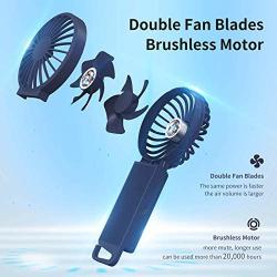 VHENJOY Personal Fan, 2 in 1 Handheld and Desktop Fan, Two sets of fan blades Portable Fan, 4 Speeds Airflow Mini Fan with Rechargeable Batteries, 4-12 Hours Working Time for Home Office Travel（Blue）