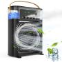 Tragbarer Luftkühler-Ventilator, Mini Leiser USB-Ventilator für Schreibtisch, Evaporativer Luftkühler mit 3 Geschwindigkeiten, Starkem Wind, 3 Sprühmodi, 1/2/3h Timer, 60° Einstellung und 7 Farben LED Licht für Büro, Zuhause, Studentenwohnheim, Outdoor