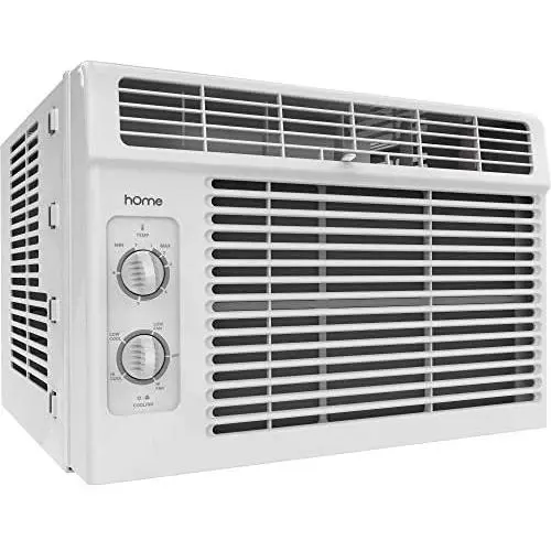 Climatiseur Mural Fenêtre hOmeLabs 5000 BTU – 7 Vitesse, Contrôle Mécanique, Petit, Silencieux, 2 Modes Frais et Ventilateur, avec Kit de Installation et Protège-Plages Lavable.