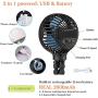 Mini Handheld Personal Portable Fan, Baby Stroller Fan, Car Seat Fan, Desk Fan, with Flexible Tripod Fix on Stroller Student Bed Bike Crib Car Rides, USB or Battery Powered (Black)