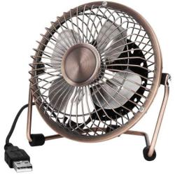 HQDeal Mini USB Desktop Fan Flexible 360° Rotation Cooling Desk Fan with USB Metal Shell Silent 4 Inch for Home Office Laptops PC Computer Bronze