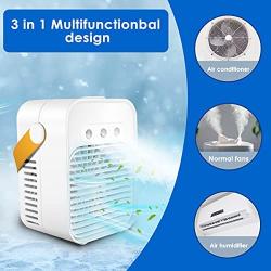 Personal Air Cooler, AC-200A USB Air Conditioner Fan with 3-Speed, Mini Air Conditioner Desk Fan with Handle for Small Room/Office/Dorm/Bedroom