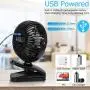 Tragbarer Mini-Ventilator YND mit Clip, Kleiner Kinderwagen-Ventilator, USB-betriebener Ventilator mit LED-Licht, Persönlicher Ventilator mit 3 Geschwindigkeitsstufen, Schreibtischventilator für Camping, Bett, Zelt, Büro, Outdoor und Reisen.
