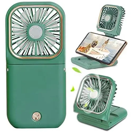 Mini-Vent-Powerbank, Tragbarer Ladegerät-Ventilator, Kleiner Handventilator, Schreibtischventilator, Wiederaufladbarer Ventilator, Grün