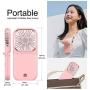 Ecesia Foldable Handheld Mini Stand Fan Powerful Small Personal Portable Lightweight Handy Fan with Power Bank Strong Wind USB Rechargeable Cooling for Kids Girls Woman Home Outdoor Travel (Pink)