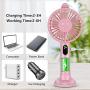 Mini Handheld Fan, Hand Held Misting Fan Portable Fan Double Nozzle Sprayer Fan 3 Speeds USB Rechargeable Facial Steamer Spray Cooling Fan Personal Fan with Cell Phone Holder for Travel Office