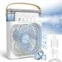 Climatiseur Portátil NTMY, Ventilateur Rafraîchissant Mini avec Lumière LED 7 Couleurs, Minuterie 1/2/3H, 3 Vitesses et 3 Modes de Pulvérisation pour Bureau, Maison, Voyage (Blanc)