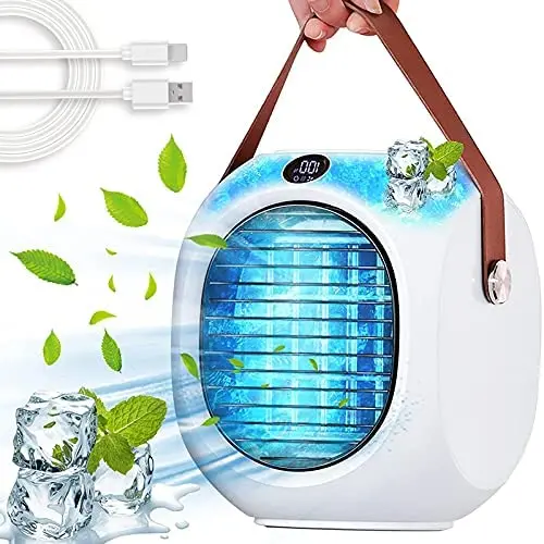Climatiseur Portable Xdronray, Ventilateur Évaporatif Rechargeable USB avec 3 Vitesse, Lumière Nocturne LED, Refroidisseur de Bureau, Purificateur d'Air et Humidificateur pour Maison, Étudiant, Chambre. Climatiseur Portable Xdronray, Ventilateur Évaporatif Rechargeable USB avec 3 Vitesse, Lumière Nocturne LED, Refroidisseur de Bureau, Purificateur d'Air et Humidificateur pour Maison, Étudiant, Chambre.