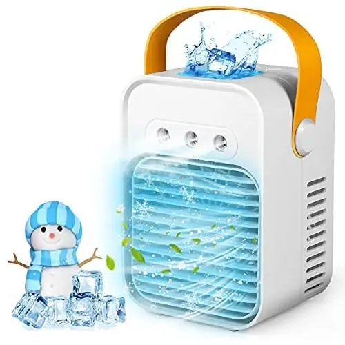 Seven-first Portable Air Conditioner, Rechargeable Quiet USB Evaporative Mini Air Conditioner Fan with 3 Speeds Mode LED Light, Air Cooler for Room/Bedroom/Office/Dorm/Camping Seven-first Portable Air Conditioner, Rechargeable Quiet USB Evaporative Mini Air Conditioner Fan with 3 Speeds Mode LED Light, Air Cooler for Room/Bedroom/Office/Dorm/Camping