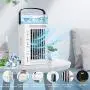 Climatiseur Portable, Mini Ventilateur Rafraîchissant Évaporatif avec 3 Vitesse, Lumières LED, Ventilateur de Bureau Silencieux, Brosse d'Arrosage Humidificateur Rafraîchissant pour Pièce Maison Bureau