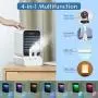 Wonido Tragbarer Luftkühler – Persönlicher Mini-Luftkühler Ventilator 4-in-1 Evaporativer Luftkühler mit Befeuchter/ 3 Geschwindigkeiten / 7 Farben Nachtlicht, Schreibtisch-Sumpfkühler für Raum Büro Outdoor Reise