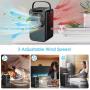 Nuaer Tragbarer Luftkühler mit 600ml Wasserbehälter, Schreibtisch-Luftkühler mit 7 Farben Licht & LED Display, 2/4h Timer, 3 Geschwindigkeiten, geeignet für Schlafzimmer, Büro und Zuhause