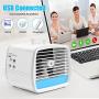 Portable Air Conditioner Fan,Personal Evaporative Air Cooler,Quiet USB Mini Desk Cooling Fan Air Humidifier Misting Fan-3 Speeds,7-Color LED Light,480ML Water Tank For Room Home Office Outdoor Camping