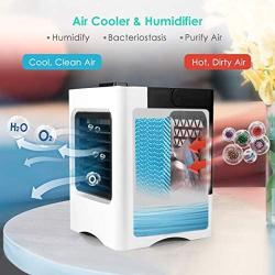 Personal Air Cooler, USB Air Conditioner Fan with 3-Speed, Mini Air Conditioner Desk Fan with Handle for Small Room/Office/Dorm/Bedroom