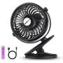 SkyGenius Battery Operated Clip on Mini Desk Fan, Black