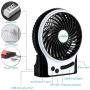 efluky 3 Speeds Mini Desk Fan, Rechargeable Battery Operated Fan with LED Light and 2200mAh Battery, Portable USB Fan Quiet for Home, Office, Travel, Camping, Outdoor, Indoor Fan, 4.9-Inch, Black