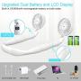YND Portable Neck Fan Removable Neckband Fan 4000mAh Hand Free Mini Personal Fan with Dual Wind Head LCD Display USB Handheld Fan with 3 Level Air Flow for Outdoor Travel Sport(White)
