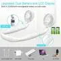 YND Portable Neck Fan Removable Neckband Fan 4000mAh Hand Free Mini Personal Fan with Dual Wind Head LCD Display USB Handheld Fan with 3 Level Air Flow for Outdoor Travel Sport(White)