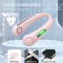 Cufun Portable Neck Fan, Hands Free USB Rechargeable Bladeless Fan, Mini Personal Neck Fan with 11.1Wh Lithium-ion Battery, 360° Cooling, Super Quiet, 3 Speeds for Outdoor & Indoor（Pink）