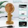 Tragbarer Mini-Ventilator, wiederaufladbarer kleiner tragbarer Personenfann, 3 Arten von Windgeschwindigkeit, einstellbar, USB-Schreibtischventilator für Frauen Mädchen Outdoor Reisen oder Sport Büro Zuhause (Gelb, Mini)