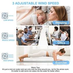 Portable Air Conditioner, NASUM 3-in-1 Personal Space Air Cooler, Rechargeable Evaporative Air Fan with 3 Speeds Mini Cooling Fan with LED Light for Bedroom, Home, Office, Camping