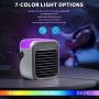 Climatiseur Portable, Sagekia Climatiseur Evaporatif 3 Vitesses avec Ventilateur et Lumière LED 7 Couleurs Réservoir d'Eau USB Câble Refroidisseur Personnel avec Poignée pour Maison Bureau Dortoir Camping [Nouvelle Édition 2021]