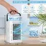 Climatiseur Portable, Mini Ventilateur Rafraîchissant Évaporatif avec 3 Vitesse, Lumières LED, Ventilateur de Bureau Silencieux, Brosse d'Arrosage Humidificateur Rafraîchissant pour Pièce Maison Bureau