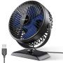 Gaiatop USB Desk Fan, Small but Powerful, Portable Quiet 3 Speeds Wind Desktop Personal Fan, Dual 360° Adjustment Mini Fan for Better Cooling Home Bedroom Office Car Outdoor(Black Blue)