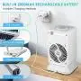 YiimDaifun Tragbarer Luftkühler, 2000mAh Wiederaufladbarer Zerstäuber-Ventilator (Einstellbare 2-4H), 90° Oscillation Kühlbreeze Luftkühler, Persönlicher Raumkühler für Räume, Büros, Zelte, Innenräume
