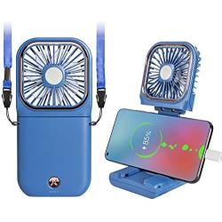 Handheld Mini Fan, Yolife Portable USB Rechargeable Cooling Fan Personal Strong Neck Fan with 3000mAh Power Bank, 180° Adjustable Angle 3 speed Fan for Office Table Travel Home Outdoor Camping (Blue)