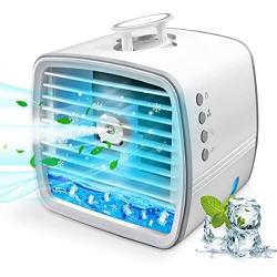 Portable Air Conditioner, Personal Air Cooler Mini Evaporative Cooling Fan, Small Space Air Conditioner with Hidden Handle, 3 Wind Speeds, 3 Spray Modes and 7 Night Lights for Room, Office,Home and Travel