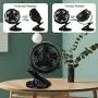 Vent Clip USB 5V, Petit Ventilateur de Bureau Portable, pour Bureau, Extérieur, Voiture, Pousse Bébé (Noir)