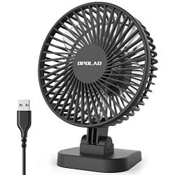 OPOLAR New Mini USB Powered Desk Fan with 3 Speeds, Strong Airflow but Whisper Quiet, 40° Adjustment, Portable Personal Fan for Desktop Office Table, Small but Mighty-White