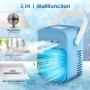 Portable Air Cooler, Mini Air Conditioner, 4 in 1 Personal Evaporative Cooler, Humidifier, Purifier with 7 Colors LED Light, 3 Speed Desktop Cooling Fan for Home, Room, Office