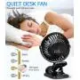 Tragbarer Mini-Ventilator YND mit Clip, Kleiner Kinderwagen-Ventilator, USB-betriebener Ventilator mit LED-Licht, Persönlicher Ventilator mit 3 Geschwindigkeitsstufen, Schreibtischventilator für Camping, Bett, Zelt, Büro, Outdoor und Reisen.