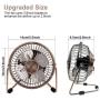 HQDeal Mini USB Desktop Fan Flexible 360° Rotation Cooling Desk Fan with USB Metal Shell Silent 4 Inch for Home Office Laptops PC Computer Bronze