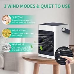 Portable Air Conditioner, KOXXBASS 3 Speeds Personal Air Conditioner Fan with Ice Tray Noiseless Evaporative Air Cooler for Home Office Room Desktop